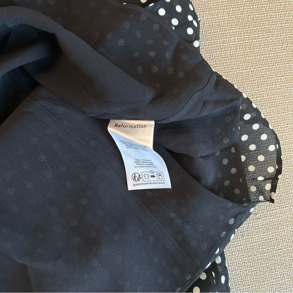 Reformation Annelise Mini Dress - Caviar Polka Dots Causal Party French Vacation - Picture 10 of 13